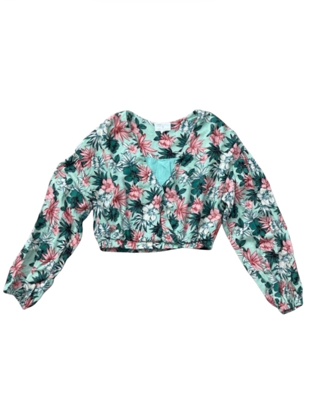 Lost + Wander Floral Crop Top Tropical Blouse Rayon Size S